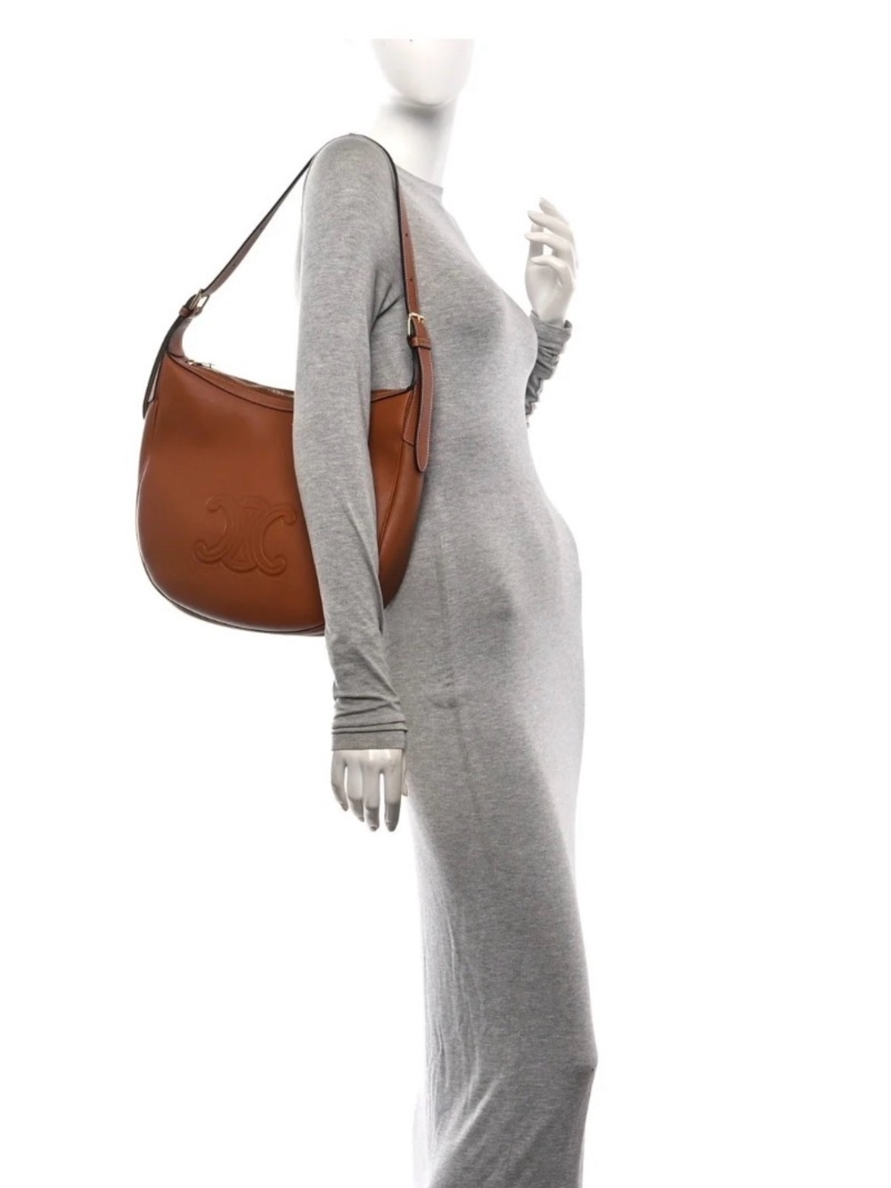 SOLD - CELINE Supple Calfskin large Triomphe Heloise Shoulder Bag Tan 👜🌟💎❤️ - Picture 12 of 13